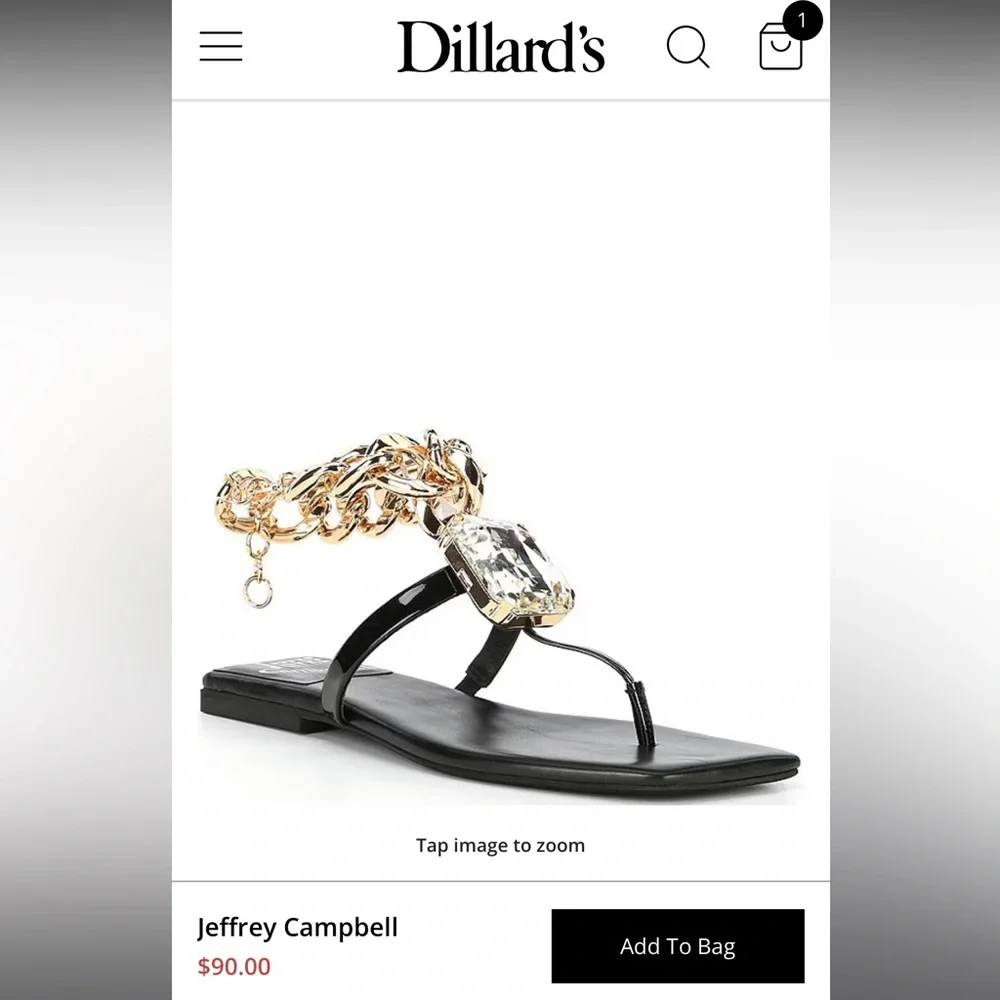 Jeffrey Campbell Black Sandals with Gold Chain - Picture 4 of 4